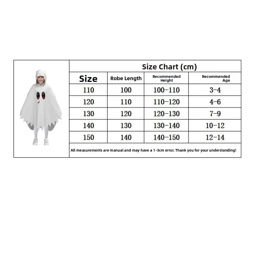 Incandescente Halloween Bambini Mantello Cosplay Bianco Nero Divertimento Interazione Festa Vestire Abbigliamento Prop Sciolto Fantasma Mantello con cappuccio Regalo