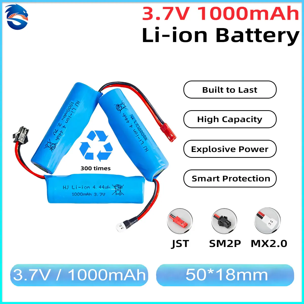 

Аккумулятор Li-Ion Skymaker 3.7V 1000mAh с разъемом SM2P MX2.0, перезаряжаемый, для строительной техники, радиоуправляемых машин, лодок, запчасти для модернизации