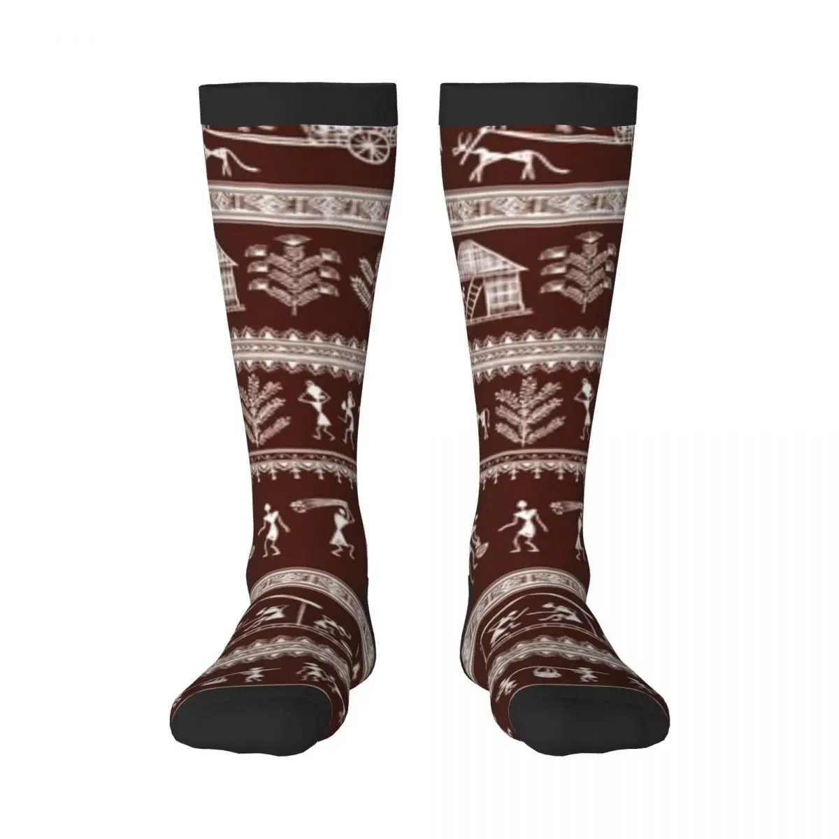 Spring/autumn over the knee socks Warli Tribal Art school dance long stocking