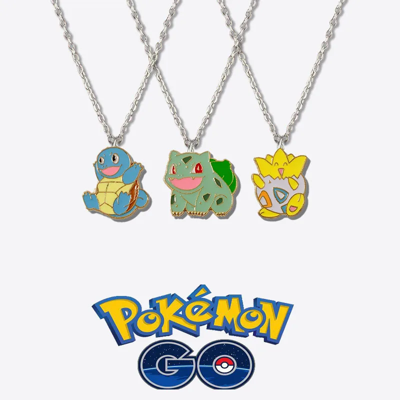 Anime Pokemon Pikachu Necklace Cartoon Figrues Pikachu Bulbasaur Children Toys Necklaces Pendant Kawaii Chain Birthday Gifts