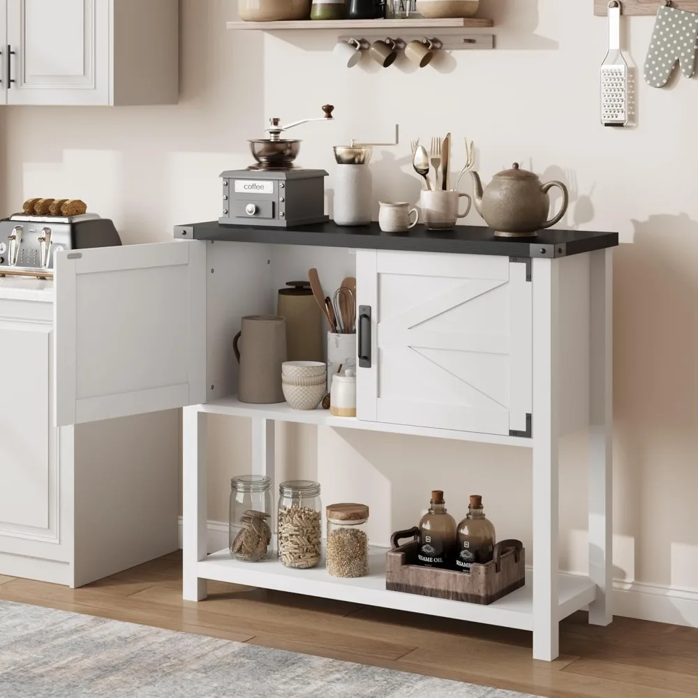 

Farmhouse Entryway Table with 2-Door, Wood Console Table with Storage, Coffee Bar Cabinet, Sofa Tables Buffet Sideboard for Kit
