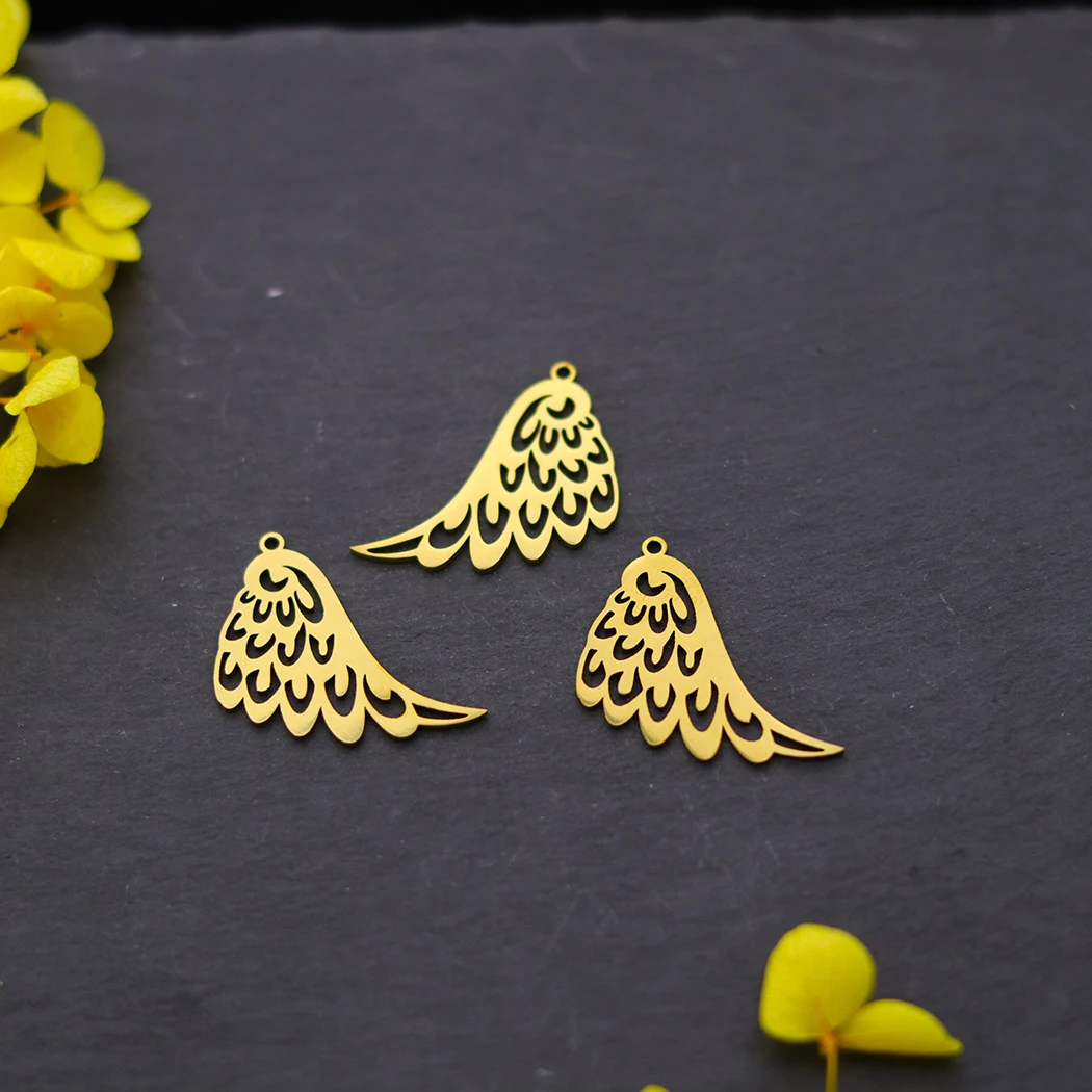 3 pçs onda pena asas encantos diy brincos artesanal pingente de aço inoxidável para fazer jóias colar pulseiras acessórios