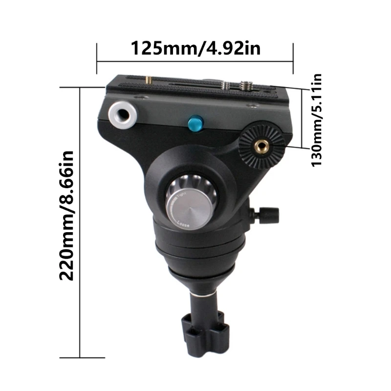 Đầu video chất lỏng nâng cao 100mm có khả năng xoay 360 độ và phạm vi nghiêng 85°/+90° Dropship