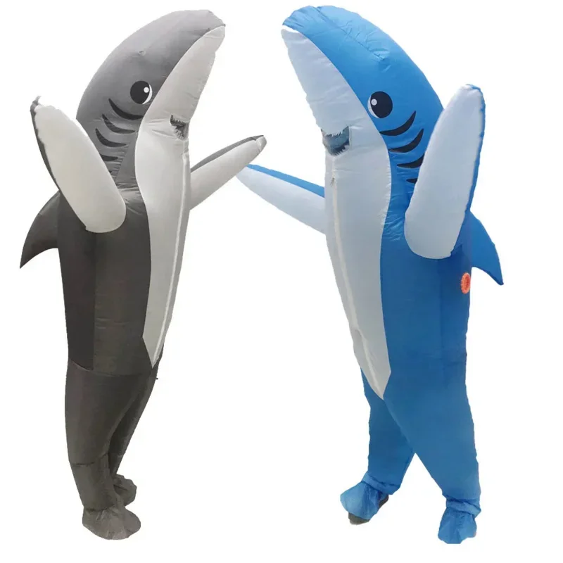 2025 nuevos disfraces inflables de tiburones azules para adultos disfraz de Cosplay de Anime de Halloween pez marino tiburón gris mascota fiesta de lujo papel Pl abc