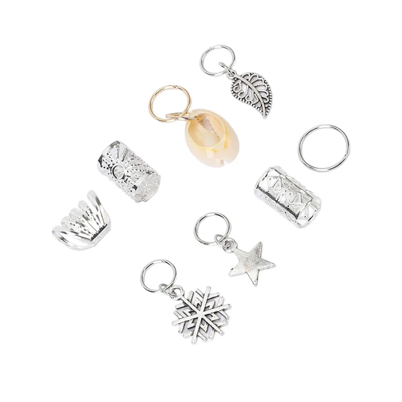 Dreadlock Jewelry Snowflake Hair Rings Clip for parties , Hollow Out Stylish Shells, for many Hairstyles