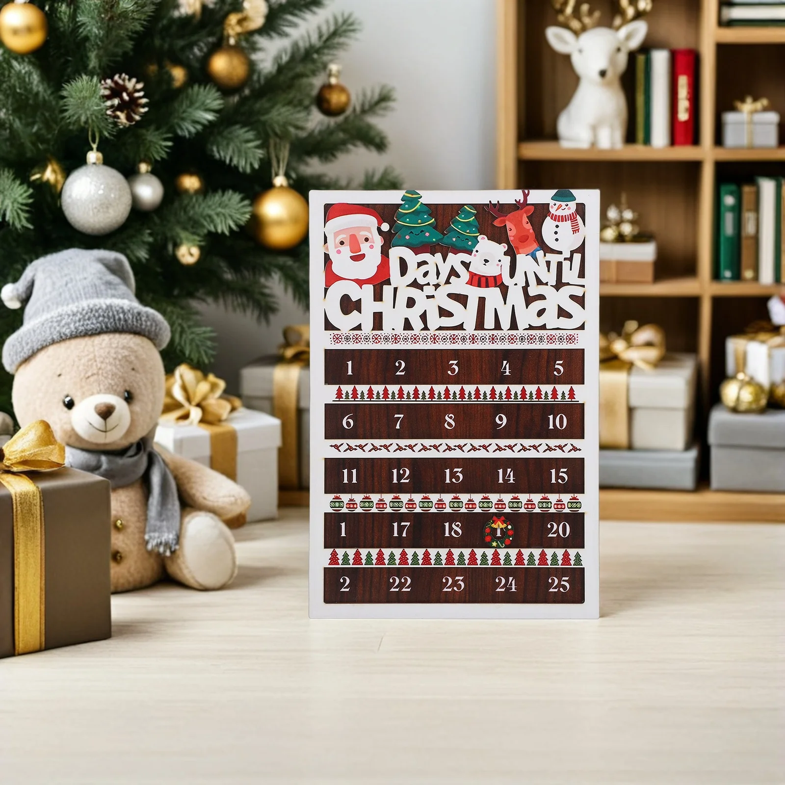 

25 Days Christmas Countdown Calendar Wooden Farmhouse Decor For Wall Desktop Rustic Advent Hanging Decoration Holiday Home