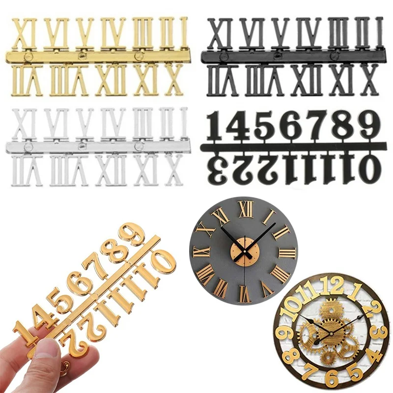 DIY Arabic Numerals Roman Numerals Wall Clocks Removable Art Decal Sticker  Arabic Roman Numerals Digital Quartz Needle