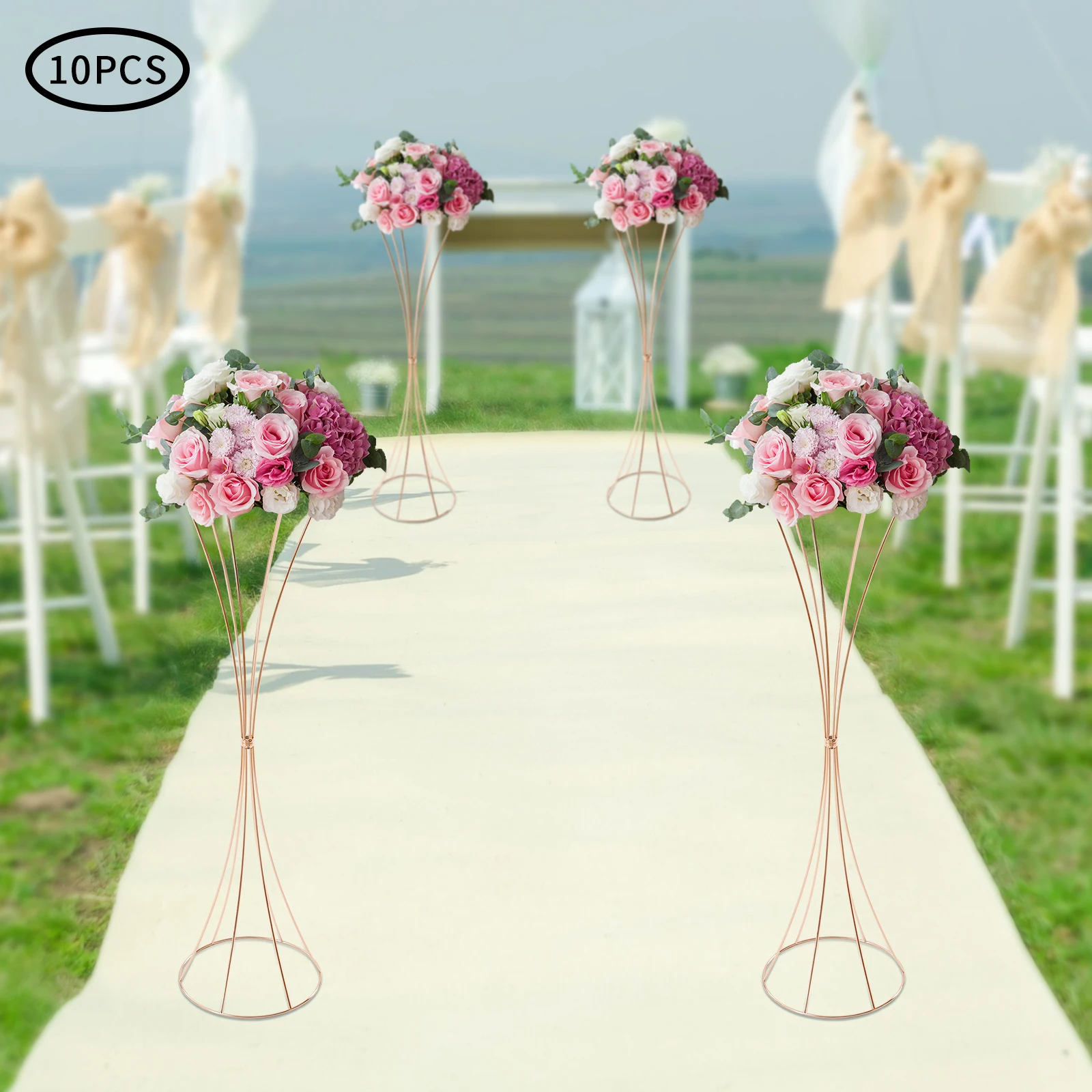 Imagem -02 - Gold Table Centerpieces para Casamento Vaso de Trompete de Metal Road Lead For Wedding Party Dinner 355 10 Pcs