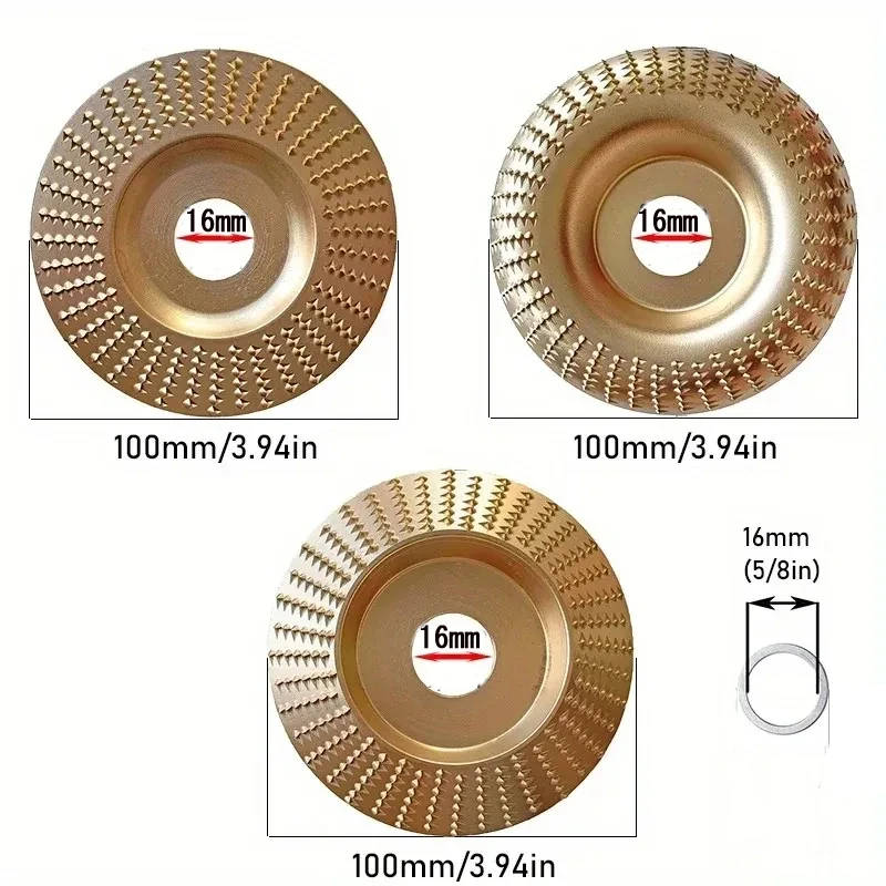1/3pcs Woodworking Carving Wheel, 16mm Inner Diameter Abrasive Disc - Versatile Sanding & Shaping Tool for Angle Grinder