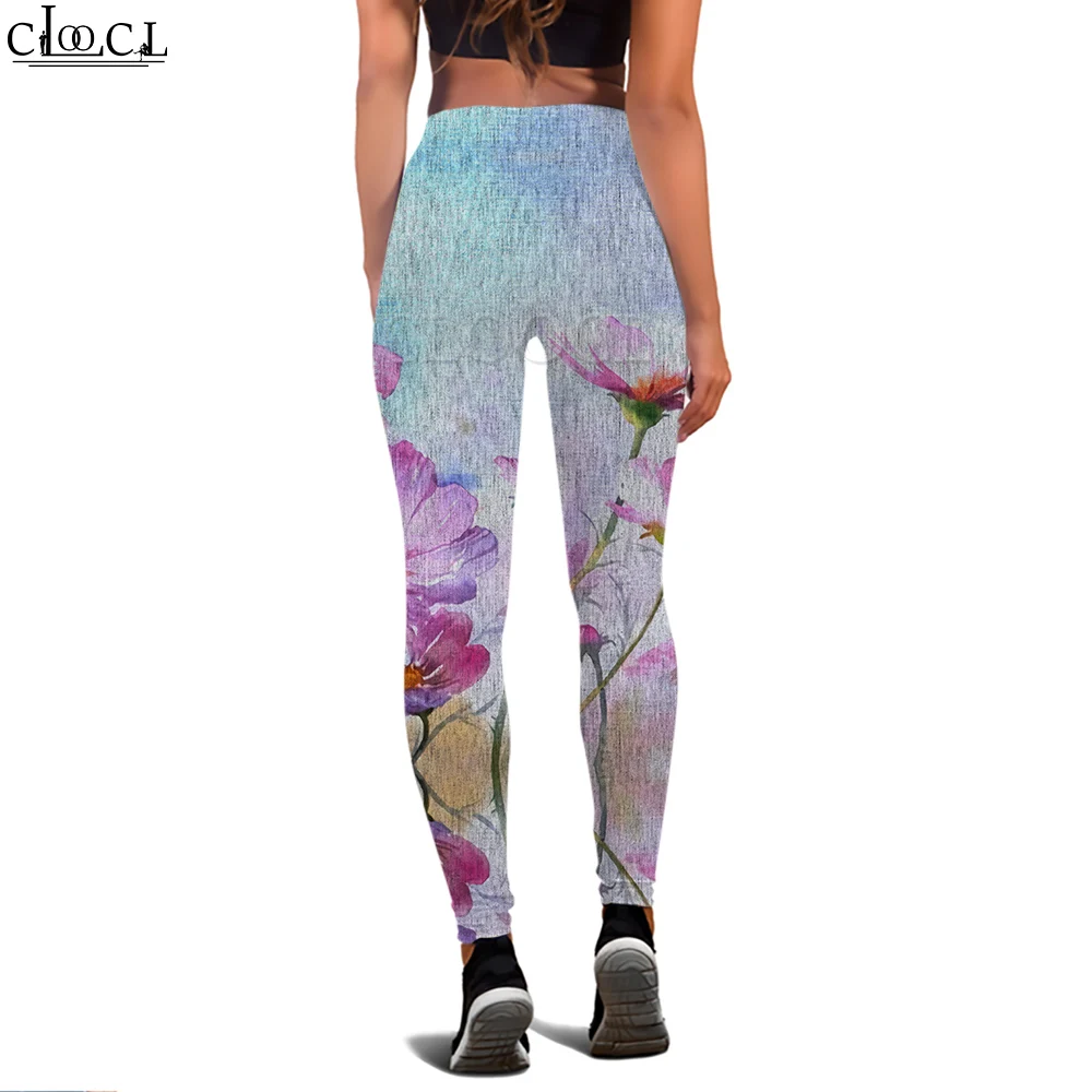 CLOOCL Women Legging Flowers Printed Trousers Female for Outdoor Lady Workout Push Up Jogging Pants High Waist Elasticity