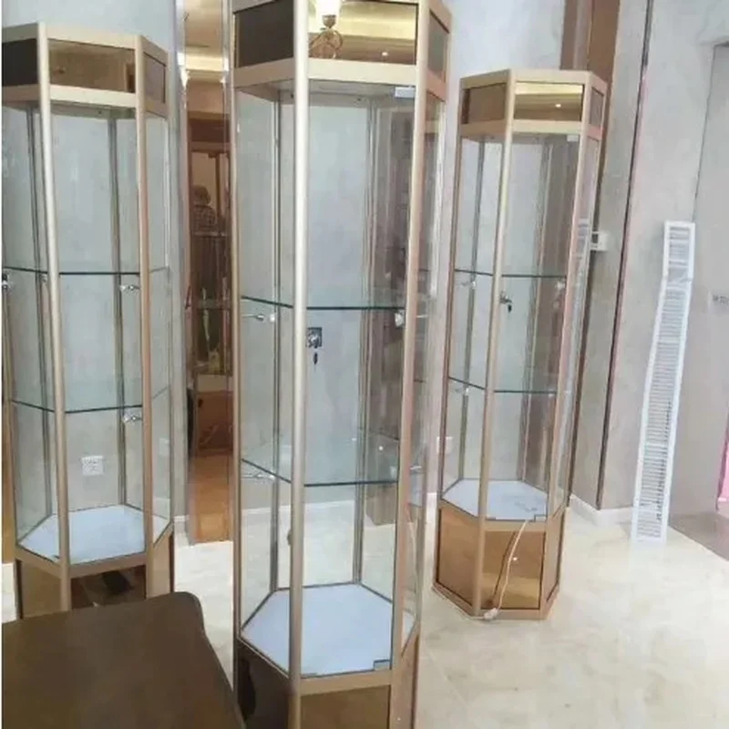 custom.Modern Commercial Jewelry Display Cabinet with Glass and Metal Stainless Steel Customized Color Jewelry Showroom