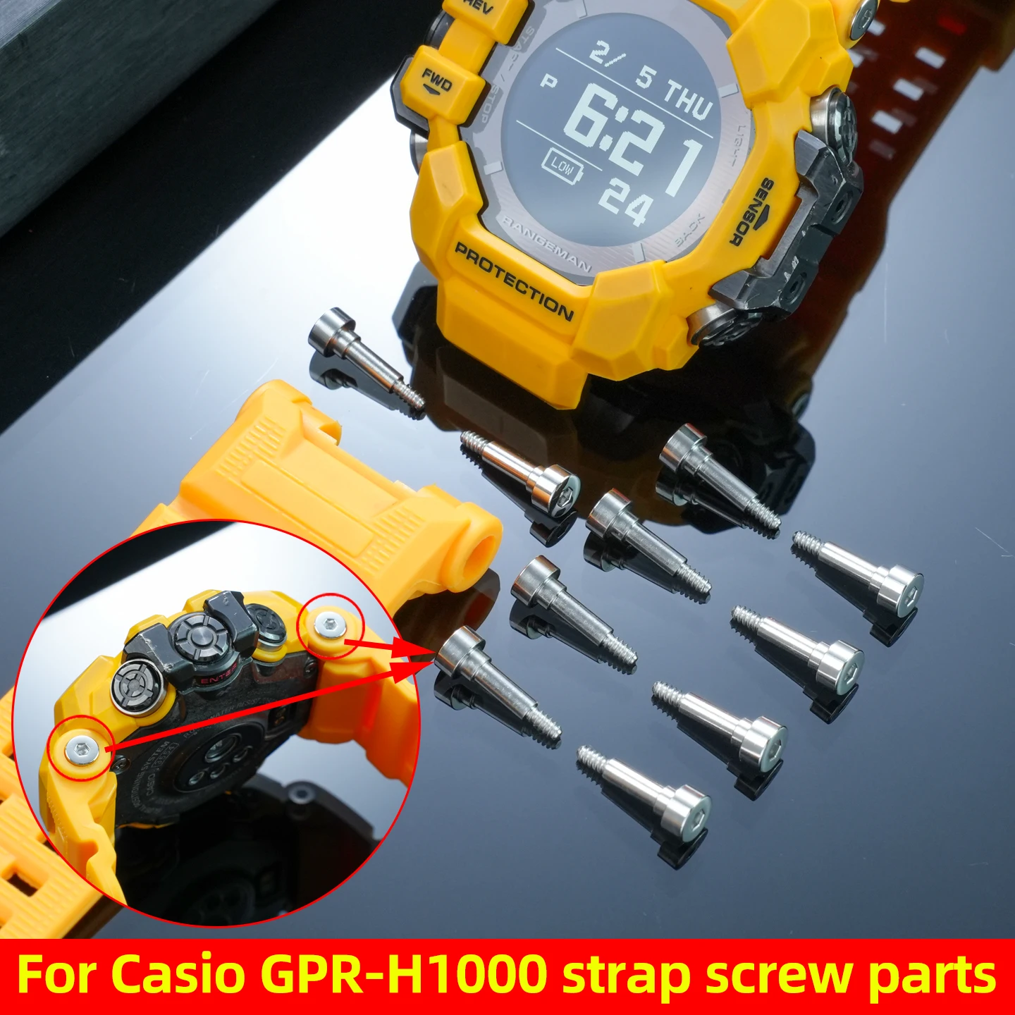 For Casio G-Shock 3554 Third Generation GPR-H1000 GPR H1000 Watch Strap Band Side Screws Rod Band Connecting Rod with Tools