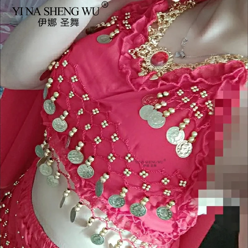 Belly Dance Bra Top Indian Dance Practice Performance Top Bellydance Halter Crop Top 120D Chiffon Sexy Little Lotus Leaf Bra 1pc