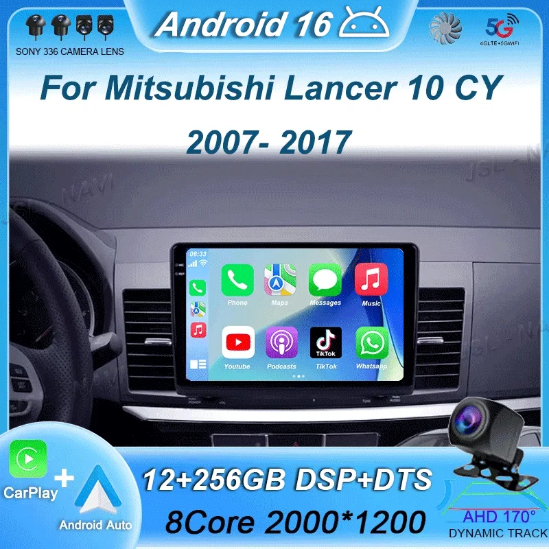 

Android 16 Car Radio For Mitsubishi Lancer 10 CY 2007 - 2017 Multimedia Video Player 2 din WIFI+4G Navigation GPS Stereo Carplay