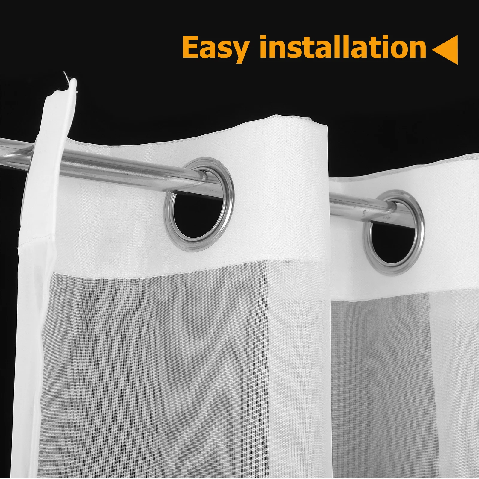 ستارة بوليستر شفافة شفافة شبه قابلة للتعتيم وشرفات الخصوصية وغرف النوم وتصفية الضوء ومقاومة للتجاعيد وسهلة التركيب