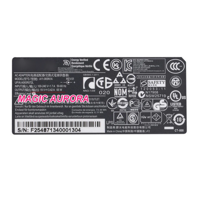 Original New CHICONY A11-065N1A Power Adapter 19V 3.42A 65W For ACER ASPIRE S3 MS2384 MS2273 MD7820U NV53 MD2614U MD7820U Laptop