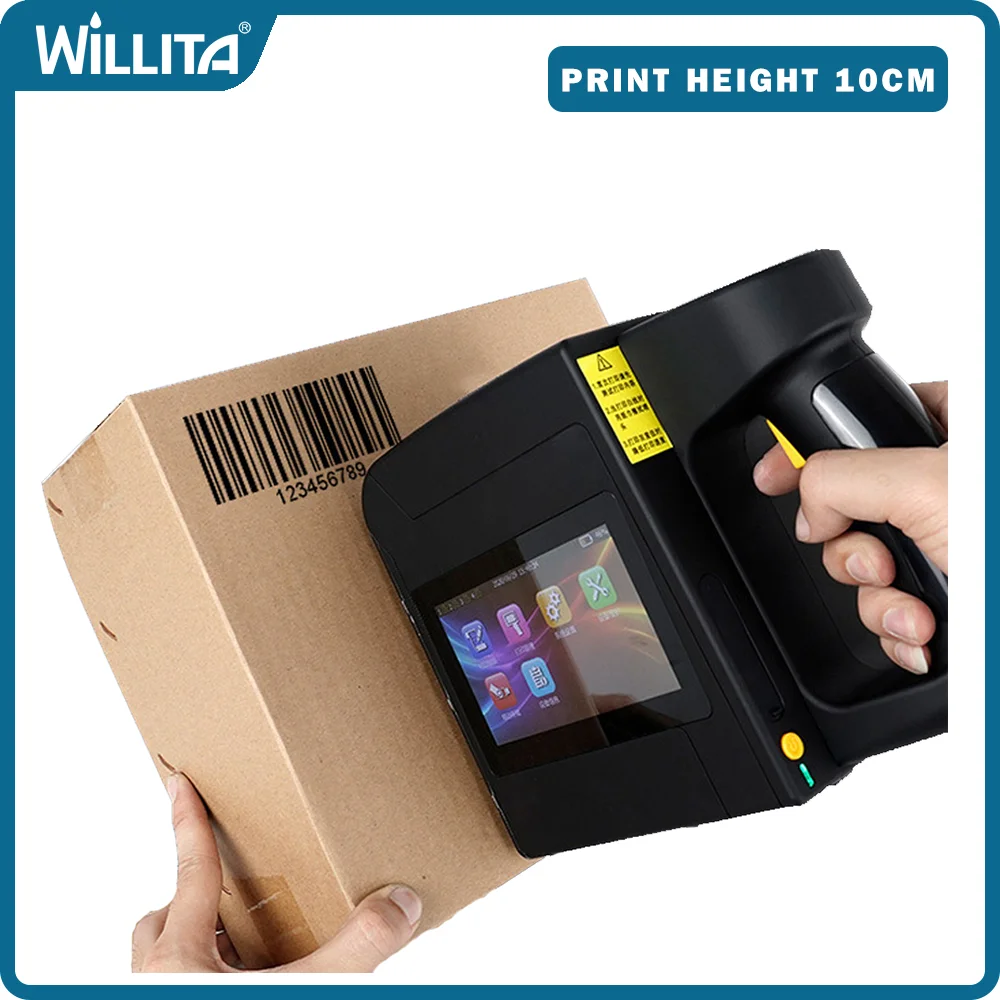 10CM Portable Handheld Inkjet Printer 5 Inch HD Screen QR Code Expiry Date Logo Label Barcode 600DPI Industrial Handjet Printers