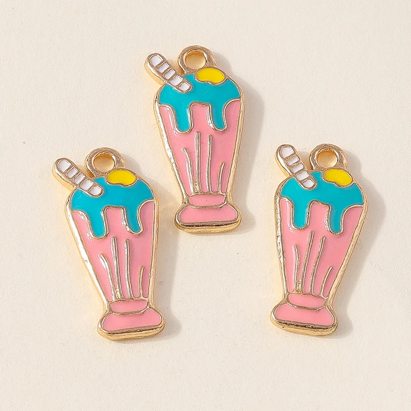 Leslie 10 Stück süße Emaille-Lebensmittel-Charms, süßer Mini-Cup-Kuchen-Anhänger für Armband, handgefertigte Schmuckherstellung – Detail 37