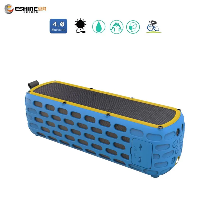 Wireless Solar Charging Powered Bluetooth Speakers Cycling Outdoor Waterproof Woofer Portable Stereo Subwoofer With Flashlight