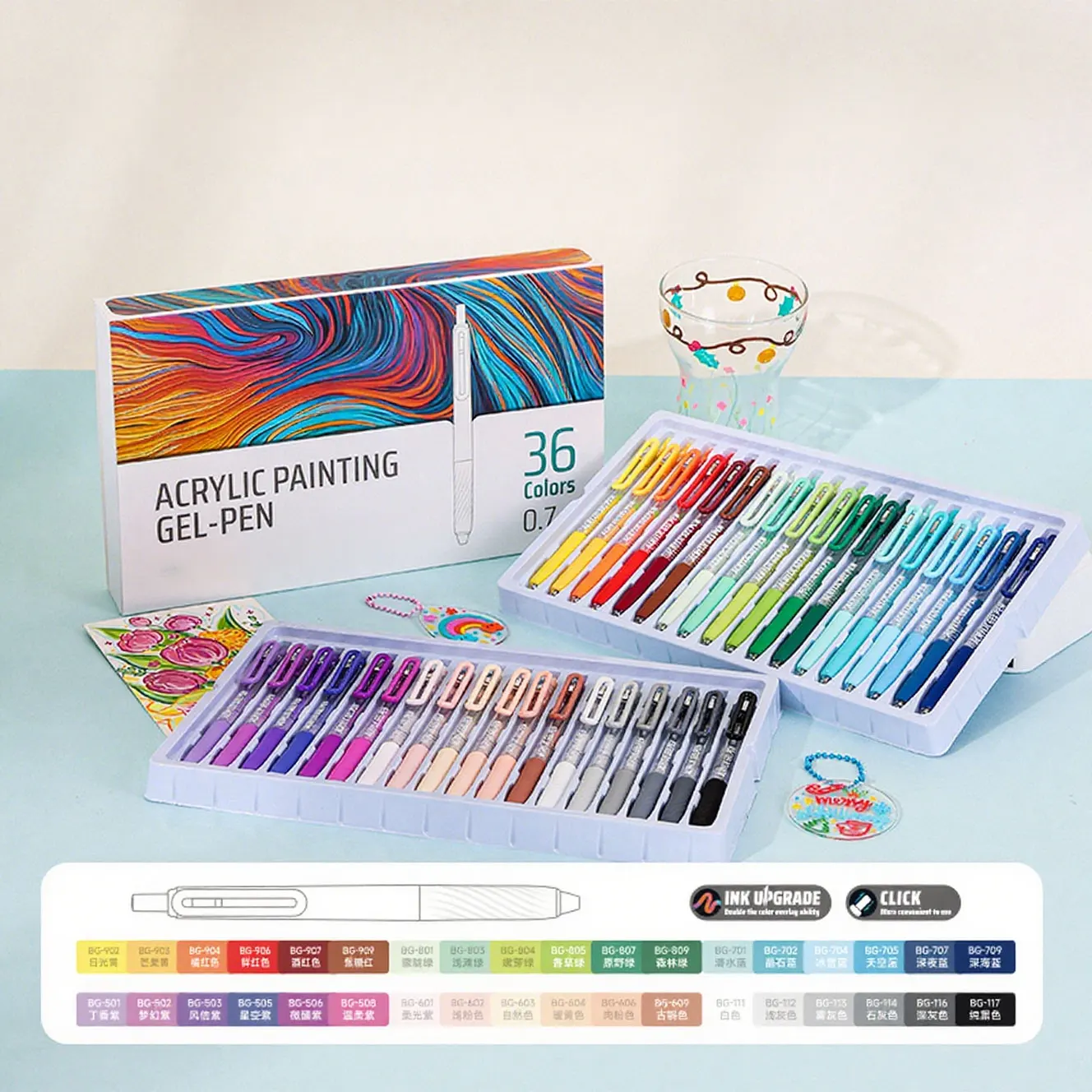 

Clip Acrylic Painting Gel Pen,Retractable 0.7mm Tip,Large Capacity Ink Pens,For Diary,Card,DIY,Coloring,Doodling,Stackable Color