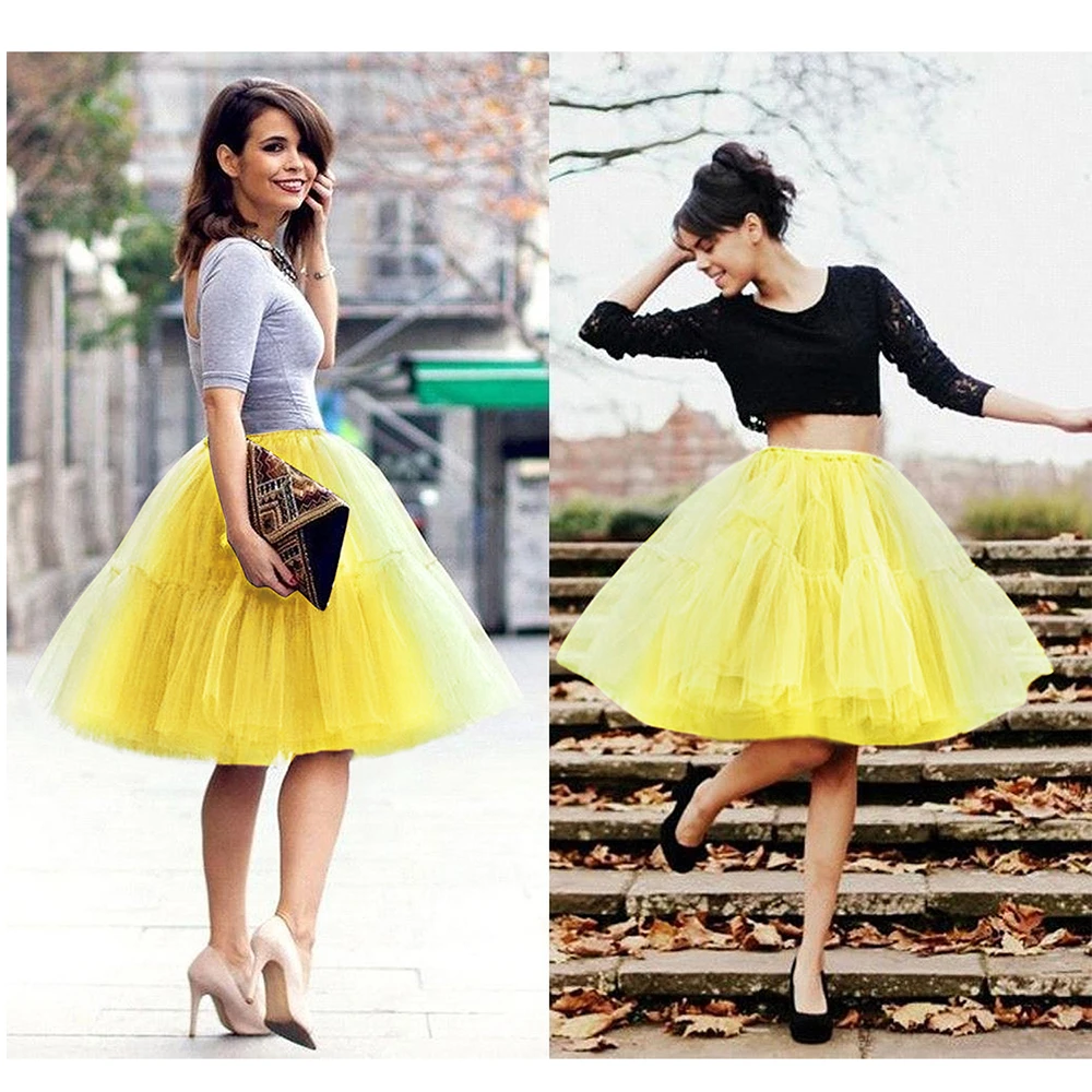 

Тюлевые юбки для рождественской вечеринки, женская пышная нижняя юбка, желтая юбка-пачка миди, нижняя юбка для выпускного вечера CPA3224