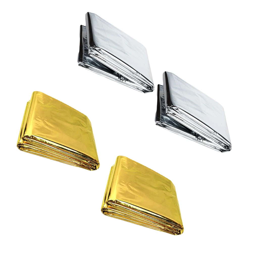 

4 Pcs Thermal Insulation Blanket Emergency Double Sided Heat Reflective Camping