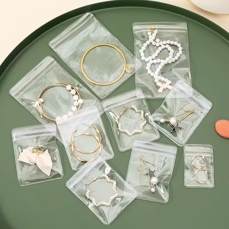 PVC Thickened Sealed Bag Moisture Proof Anti-Oxidation Transparent Ziplock Bag Ring Earrings Pendant Jewelry Storage Bag