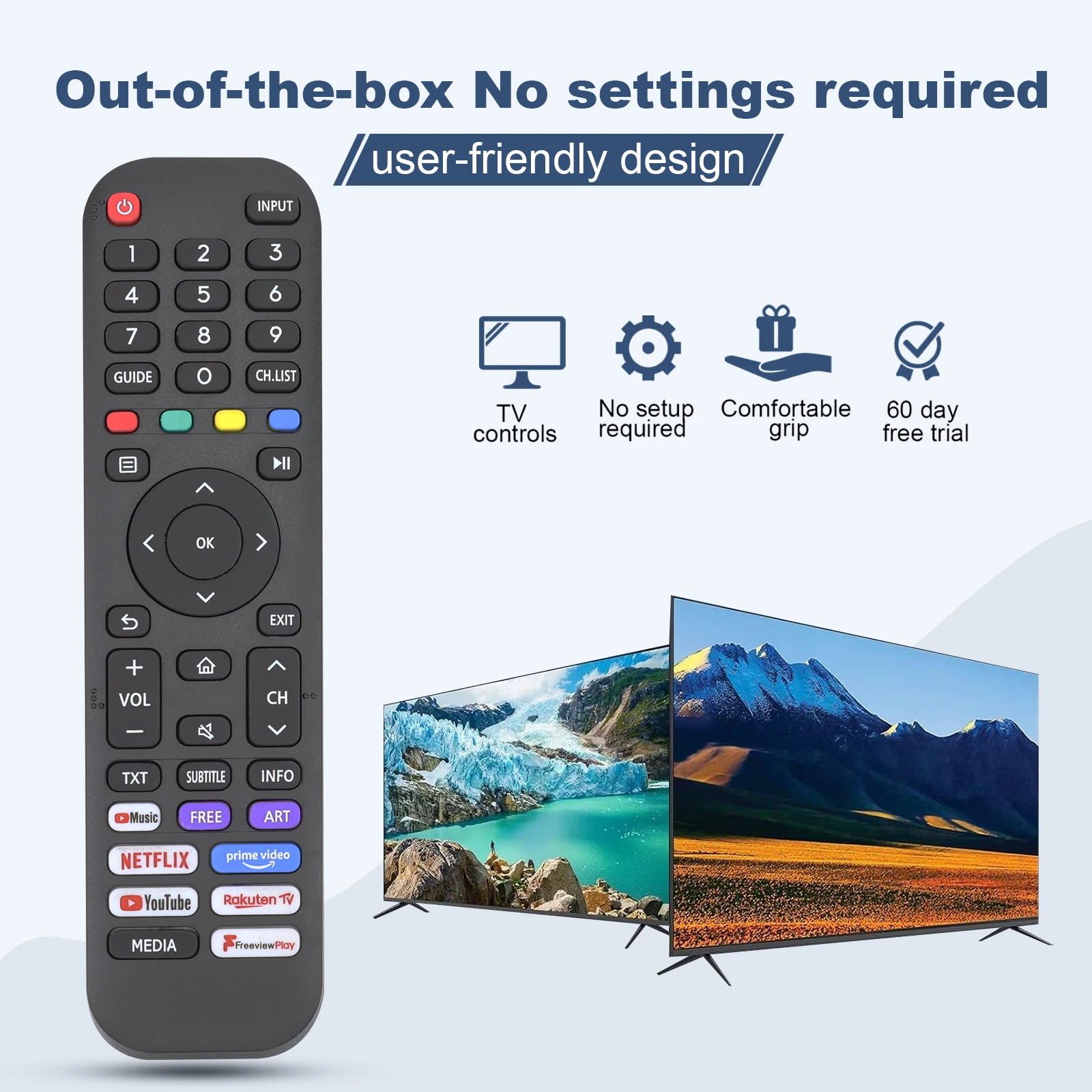Universal Remote Control Replacement for Hisense TV 40A4HV 40A4070GMV 43H6G 43H77G 43V6G 43A60G 43A6070GMV 55H6G 55A6090GMV