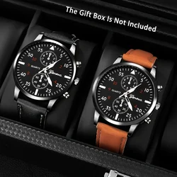 2-Pack Men's Casual Sports Watches, PU Leather Strap -, Multifunctional Timepiece for Business and Leisure, Ideal Gift Set