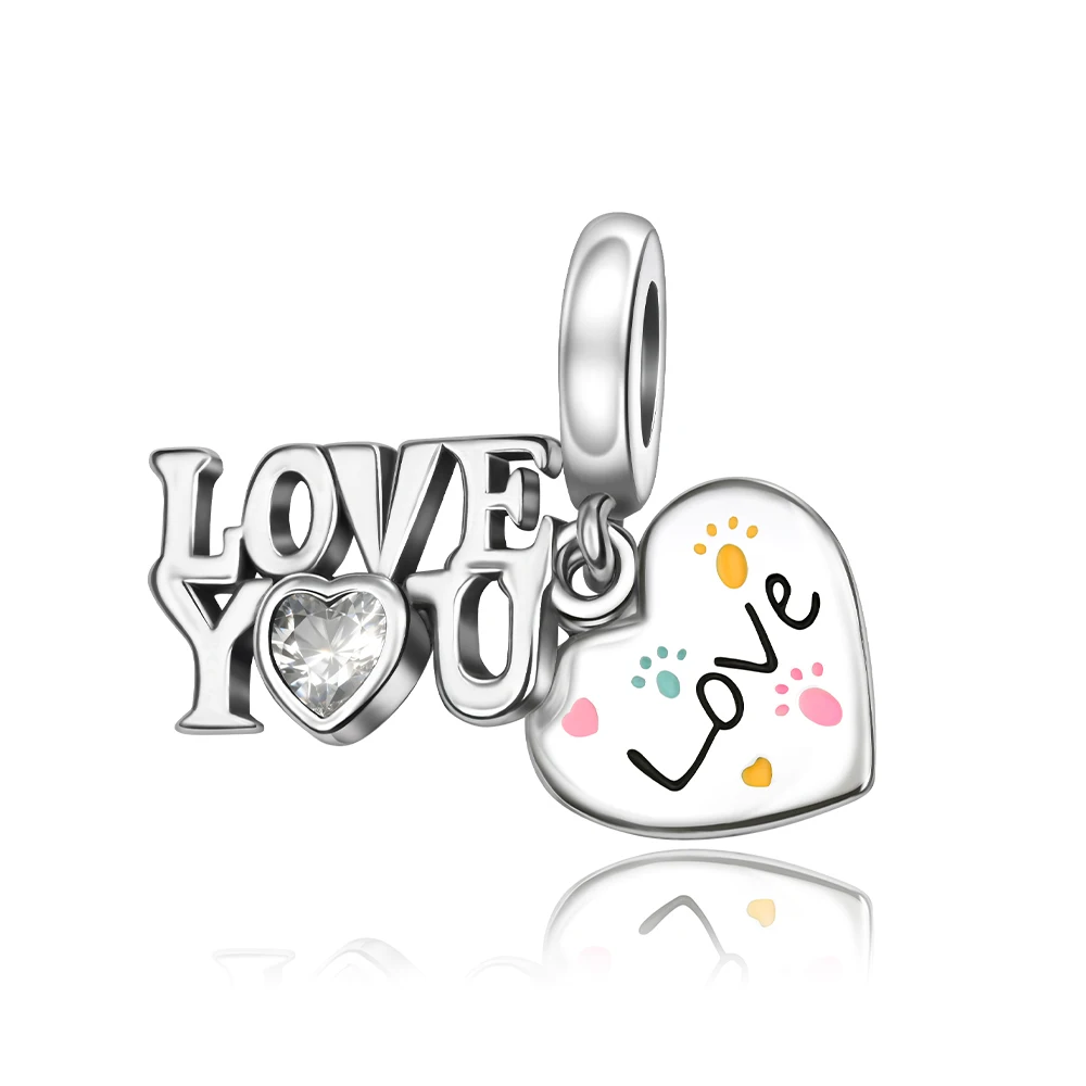 

Danturn 925 Sterling Silver Original Beads Love You Dangle Charm fit Snake Chain Bracelet Fashion Women Jewelry Making