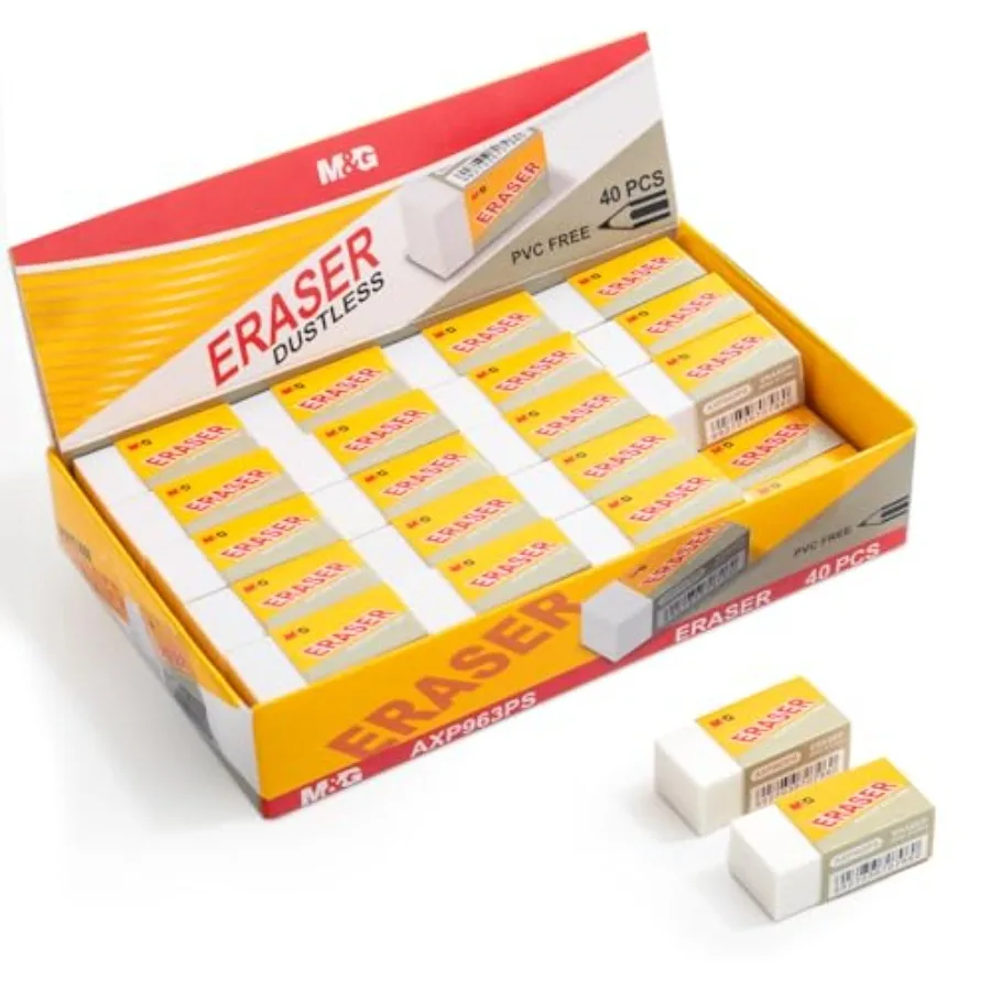 

40 Pack Pencil Erasers for,White Erasers Bulk, Art Erasers for Drawing Sketching, for Artists, Office School Supplies Classroom