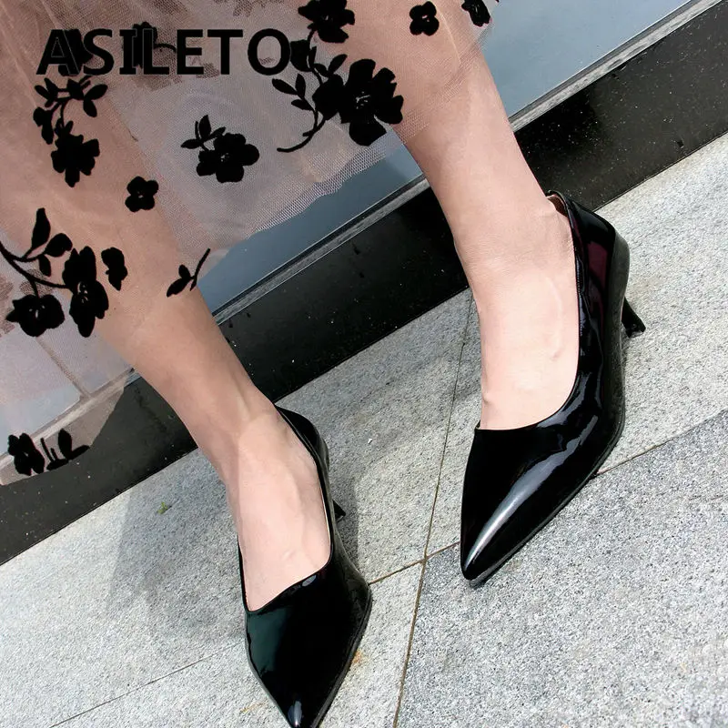 ASILETO Brand Women Pumps Pointed Toe Small Heels 3cm Slip On Sexy Party Shoes For Lady Shallow Large Size 47 48 49 50