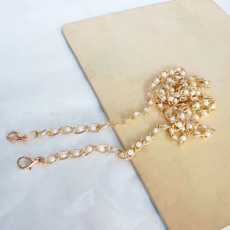 40-120 سنتيمتر المرأة تقليد اللؤلؤ حقيبة سلسلة طويلة Crossbody حقيبة كتف حزام حقيبة يد الإناث استبدال مقبض حزام أجزاء