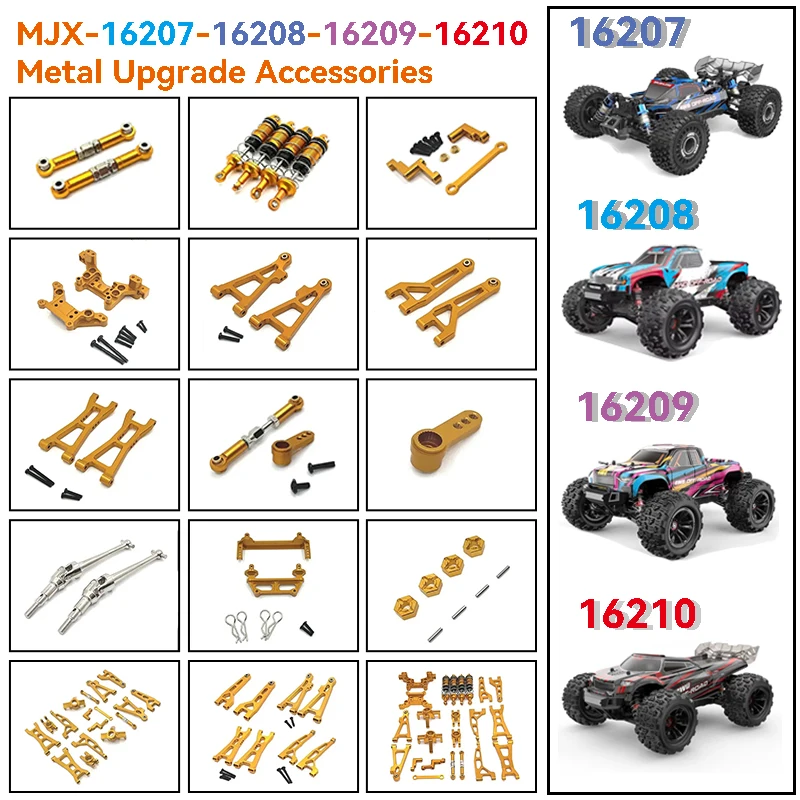 MJX Hyper Go 16207 16208 16209 16210 H16 RC coche copa de dirección de Metal juego de brazo oscilante superior e inferior soporte de torre de choque piezas de mejora