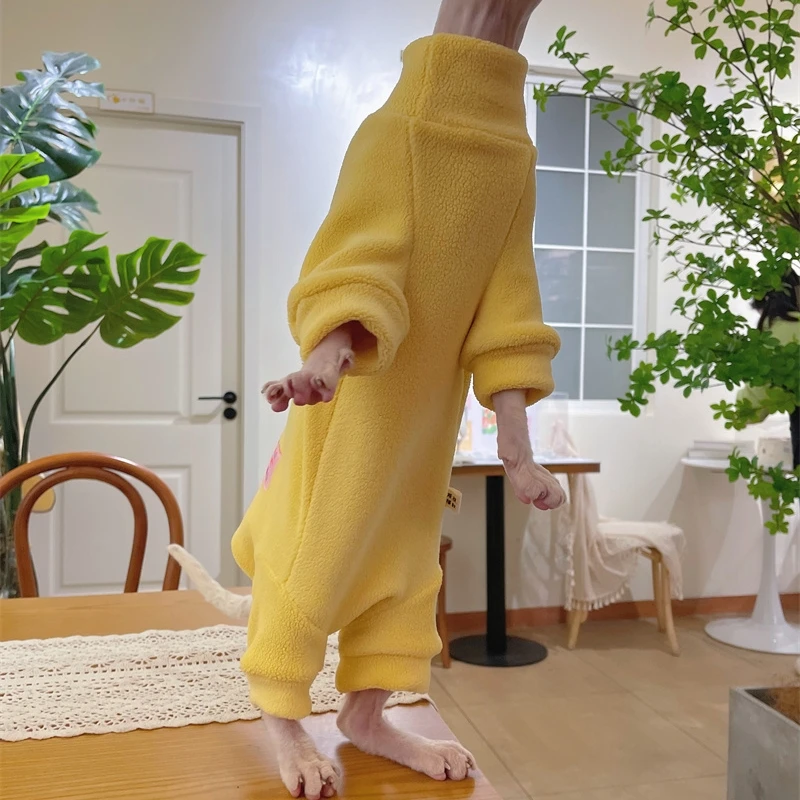 Fleece-Mantel für Sphynx-Katzen, warmer Sweatshirt, 4-beiniger Overall für Kätzchen und Hunde, weiche Freizeitkleidung für männliche Katzen, Devon Rex-Pullover. – Detail 21