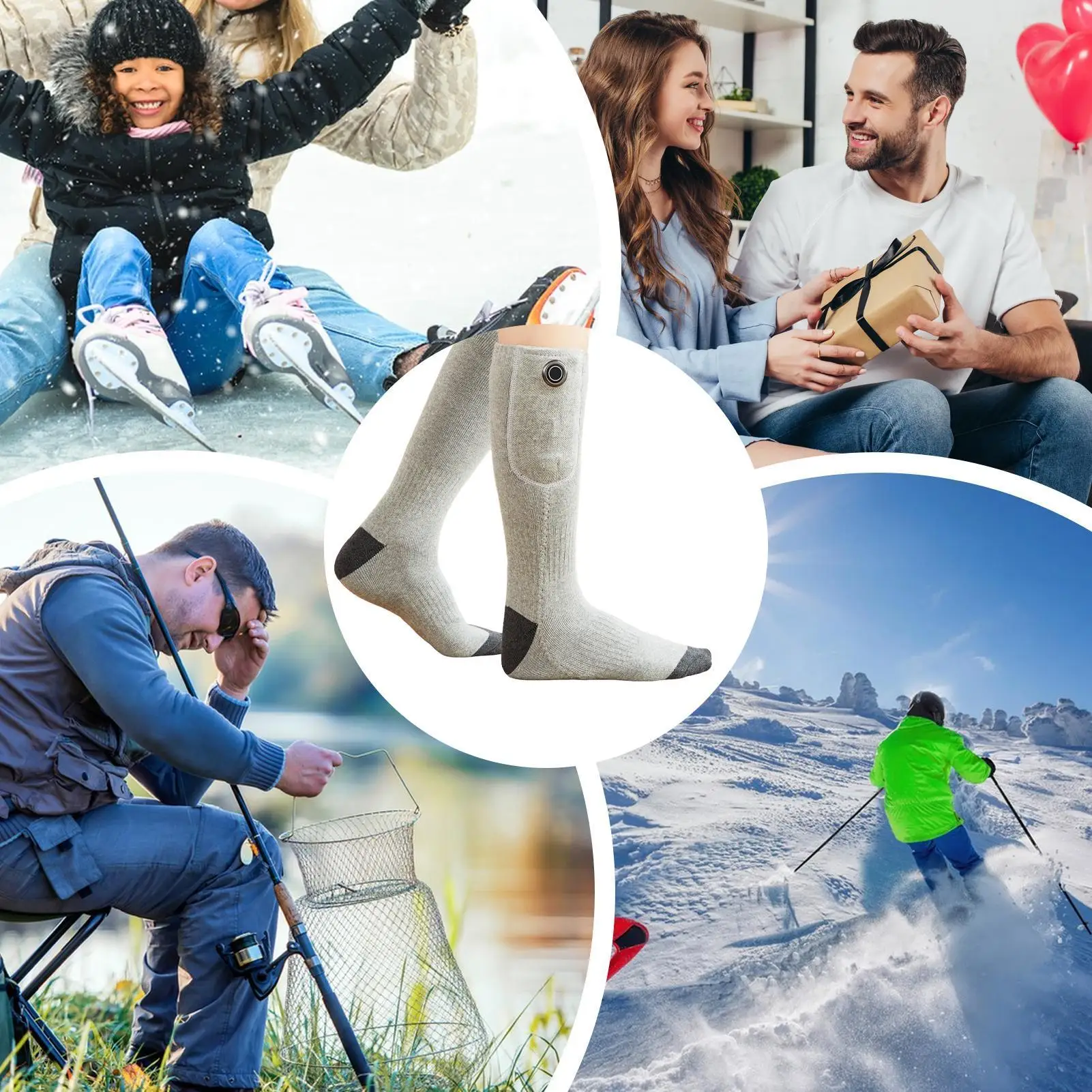 جوارب ساخنة من القطن قابلة للتنفس 3 أوضاع جورب تسخين القدم الشتوي قابل للتعديل للعمل والسفر والصيد والتزلج والمشي لمسافات طويلة في الشتاء
