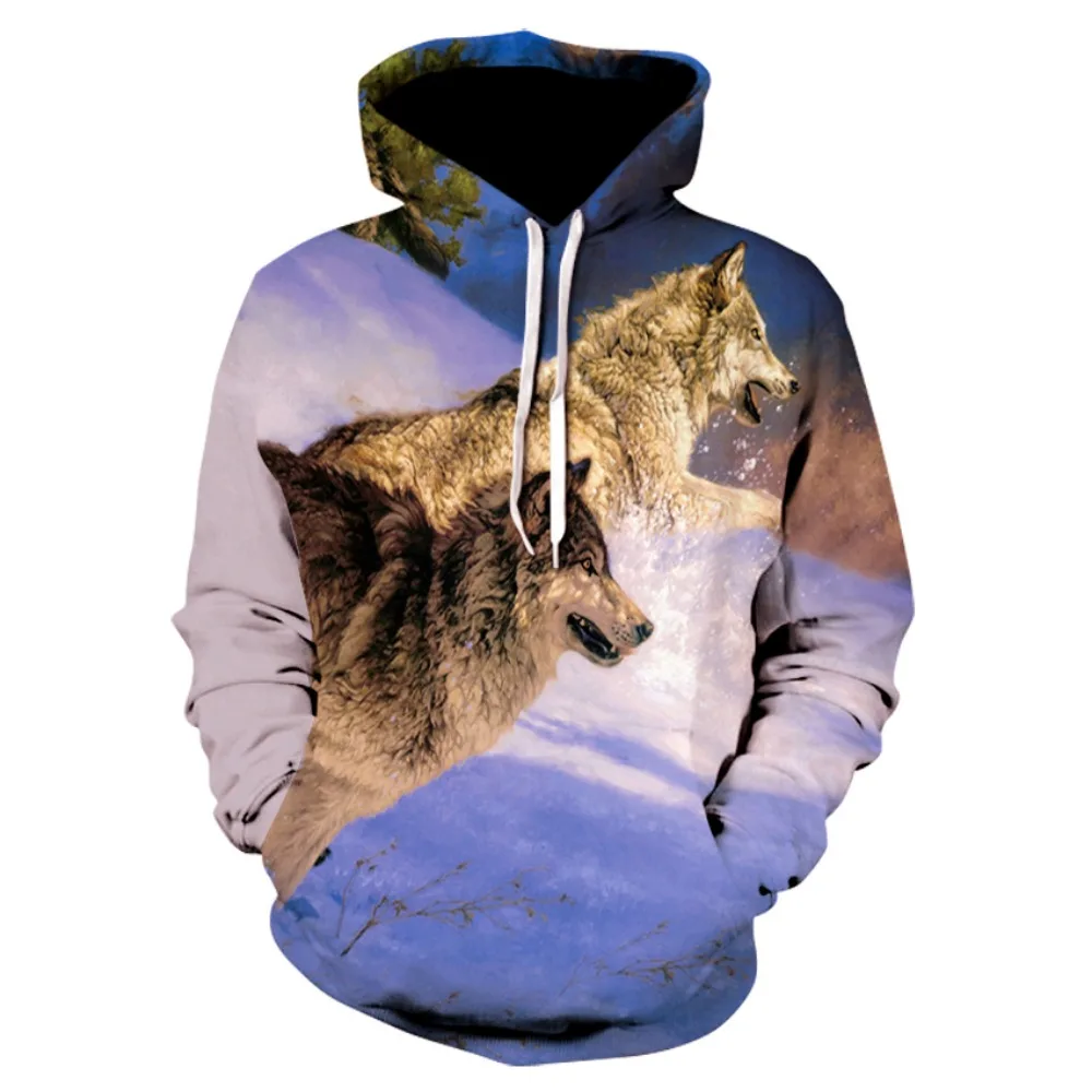 New Fashion Male And Female Animals Shining Wolf 3D Digital Print Hoodie, Innovative Personality Wolf, Y2k,Hoodies men