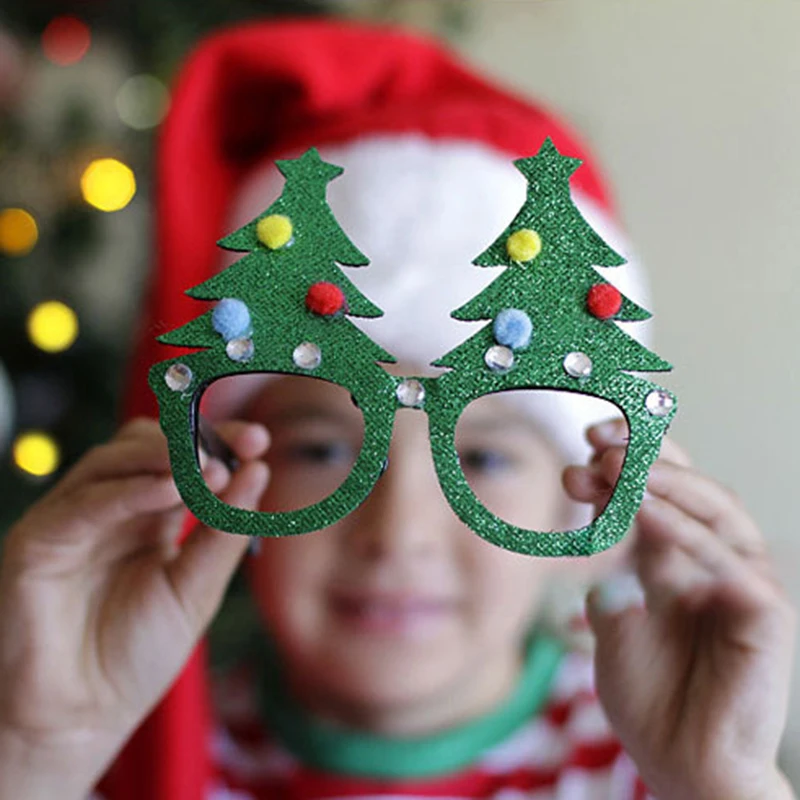 18/20 قطعة قبعة سانتا عيد ميلاد سعيد نظارات سانتا كلوز ثلج قرون شجرة عيد الميلاد زينة عيد الميلاد صور الدعامة هدية السنة الجديدة