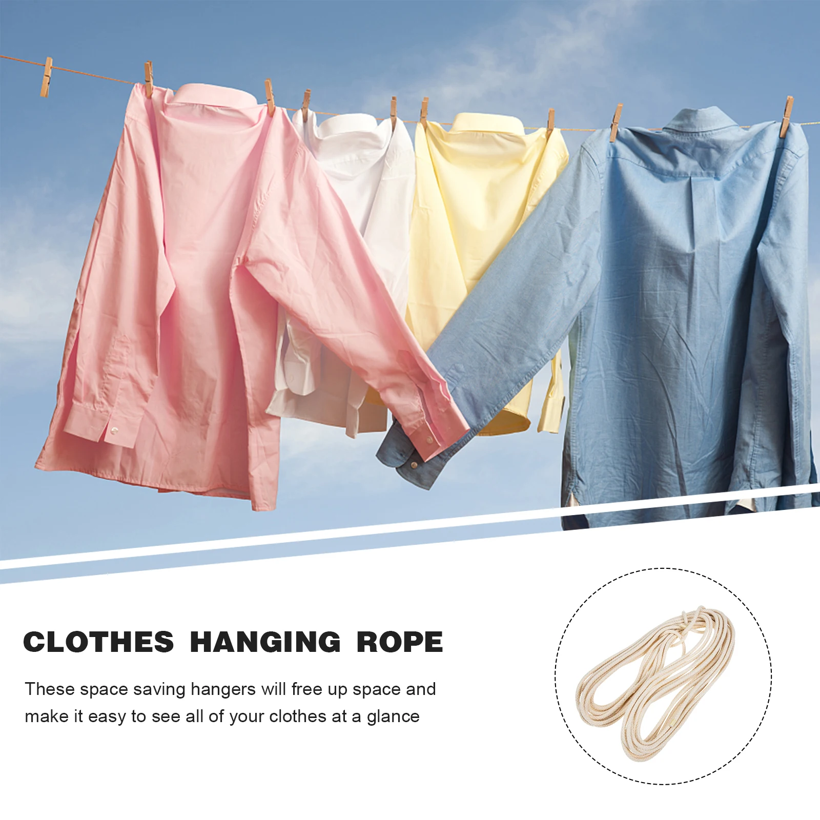 

Anti-Aging Cotton Clothes Hanging Rope Closet Space Saving Hanger For Coats Sweaters Hoodies Dresses Pants Storage