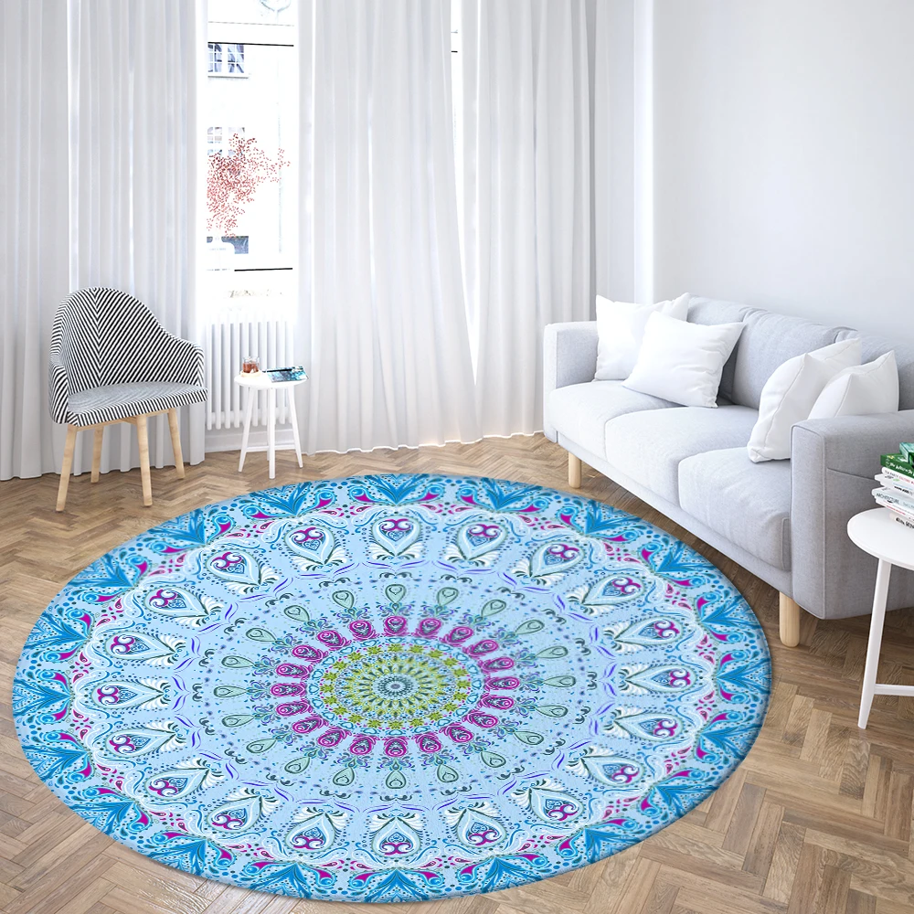 Family Living Room Bedroom Bathroom Floor MATS Printed decorative carpet Psychedelic Mandala round  Sofa  Home decor