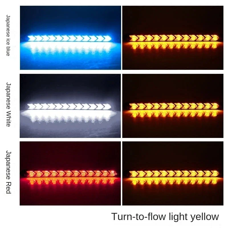 Led Car Daytime Running Light Strip 2Pcs Waterproof Sequential Flexible Yellow Arrow FlowTurn Signal Safety Warning Light 12V