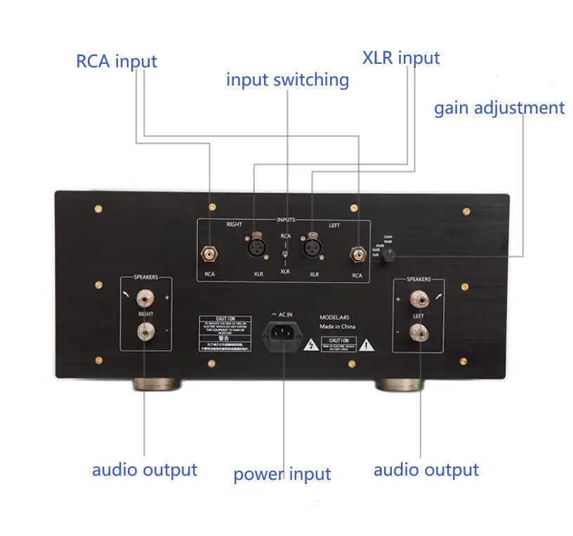 A-45 فئة نقية HiFi متوازنة تماما عالية الطاقة 45 واط + 45 واط ستيريو الصوت السلطة مكبر للصوت