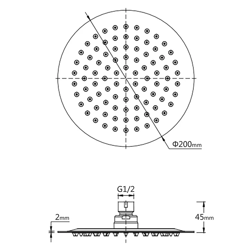 Imagem -04 - Kylins Wels-shower Head Round Rain Shower Head Sobrecarga do Banheiro de Aço Inoxidável Torneira do Chuveiro Cromado. 200 Milímetros Ksr108cr