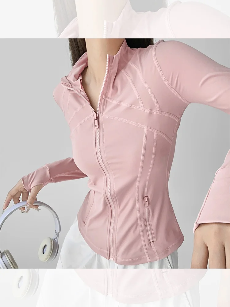 

Летняя весенняя коллекция 2025: Новая женская легкая куртка для йоги с молнией, защитой от солнца, дышащая, укороченная, приталенного кроя