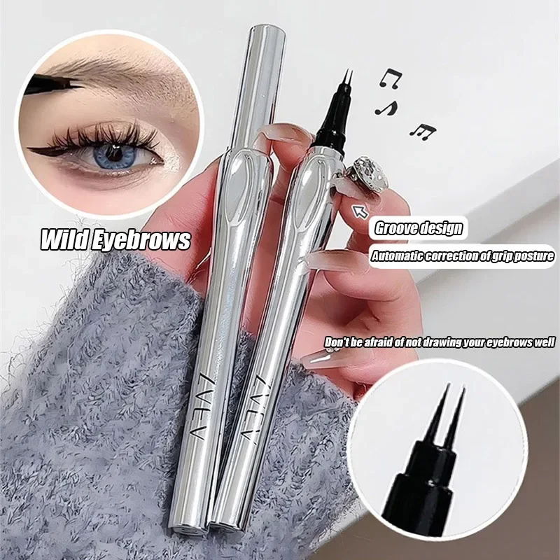 2Forks Water Eyebrow Pencil Non-Smudge Fine Sketch Liquid Eye Brow Pencil Waterproof Long Lasting Tattoo Wild Eyebrow Pen Makeup