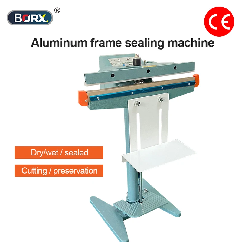 BORX 350mm Plastic Bag Sealing Machine Semi-automatic Aluminum Frame Type Pedal Kraft Paper Sealer 220V Upper and Lower Heating