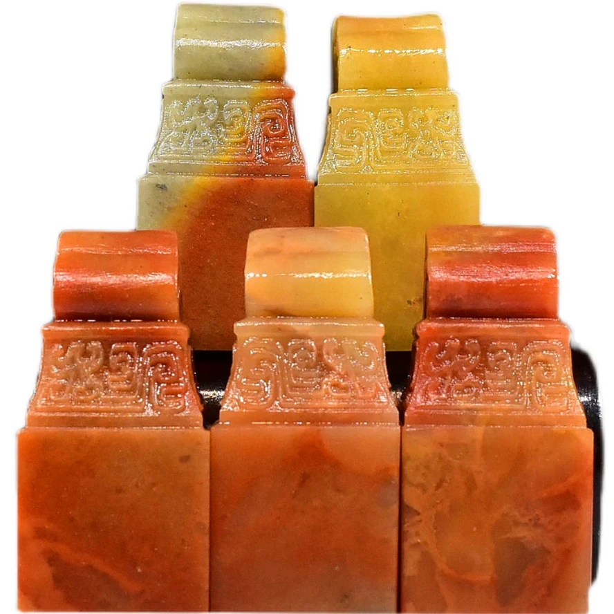 

3 Blank Stamp Stone Painting Calligraphy Chinese Red Seal Drawing Art Supplies Set Practice Signet