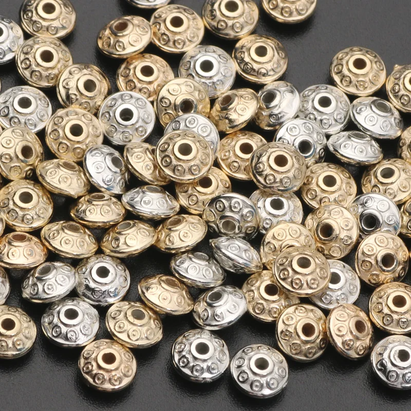 100 stücke 7mm Retro Imitation Metall Kunststoff Perlen ccb Spacer Perlen für Schmuck machen DIY Armband Halskette Charms Suche Lieferungen