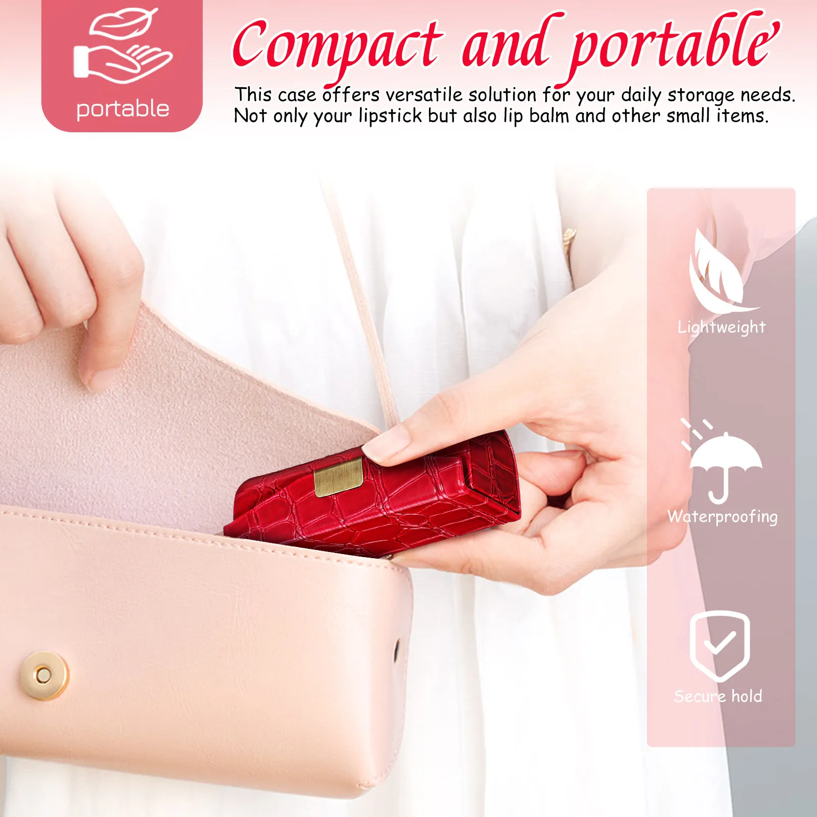 Lippenstift-etuihouder Compacte opbergruimte voor vrouwen Enkele lippenstift-organizer Draagbare mini-portemonnee-accessoire Lippenbalsem