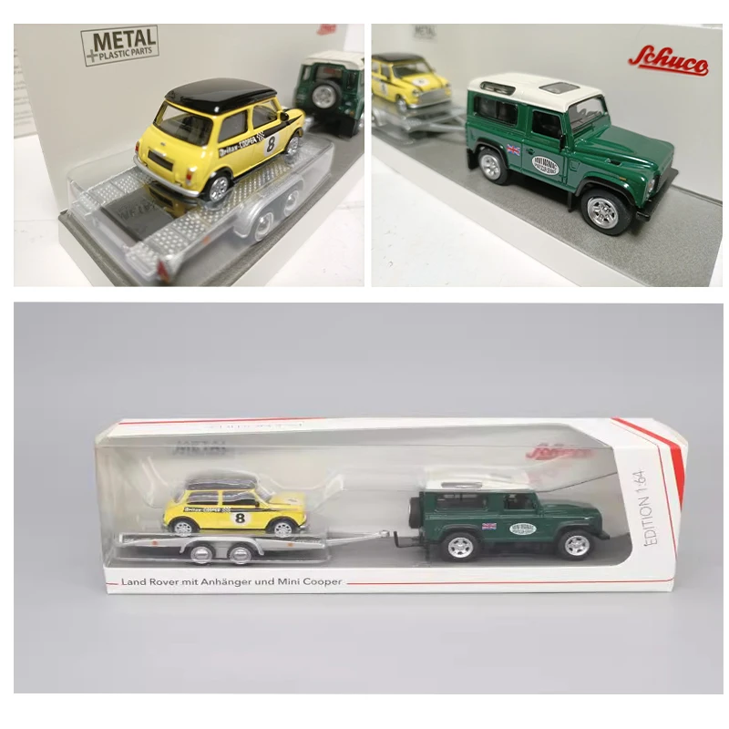 Children's toys 1/43Schuco1/64 transport racing trailer T1 simulation die-cast alloy car model ornament suitable for collection